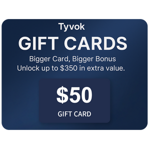 Tyvok Gift Card – Up to 35% Bonus Value Instantly!
