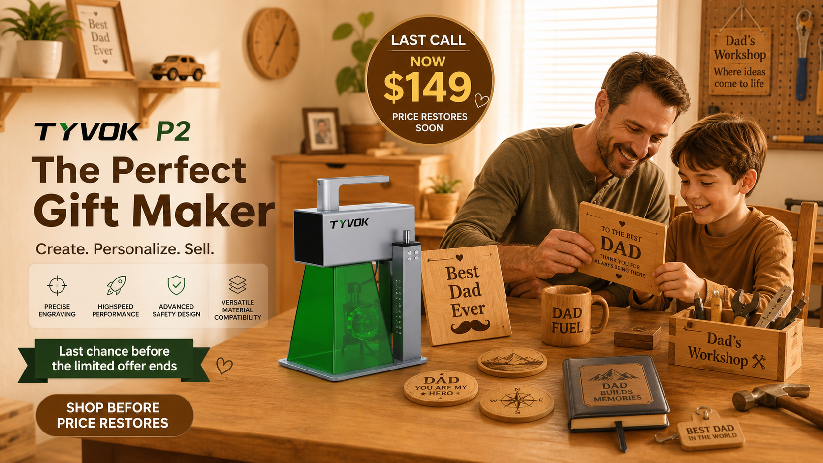 TYVOK P2 Last Call $149 personalized gift maker offer