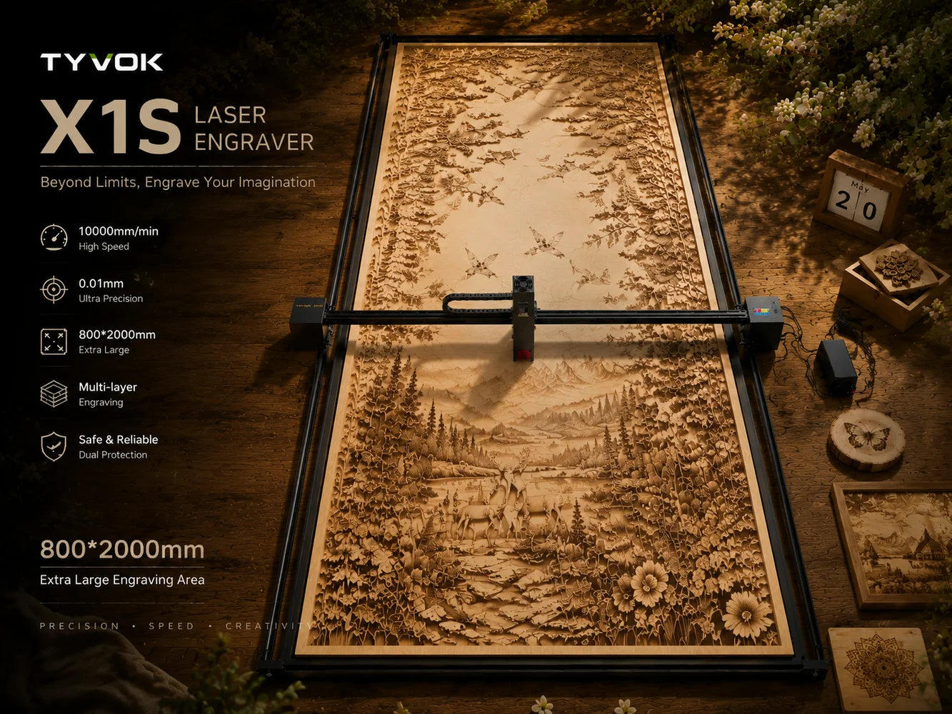 TYVOK X1S complete frame working on a large layered wood project